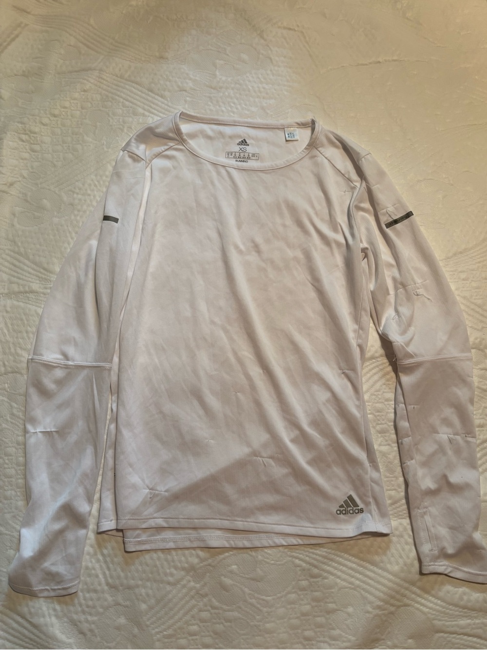 Adidas Women’s Running Long Sleeve Shirt Size XS White Climawarm Thumbholes